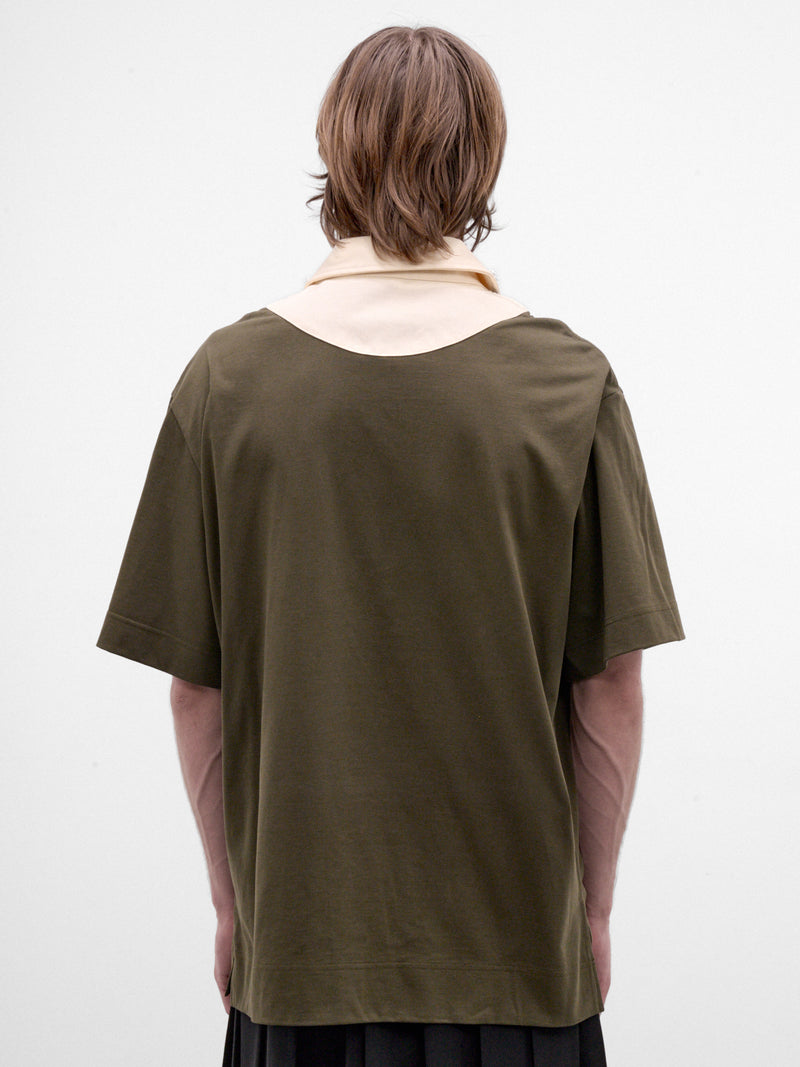 Khaki Cotton Rugby Polo (5472B-0562-KHAKI-ECRU-WHITE-PE)