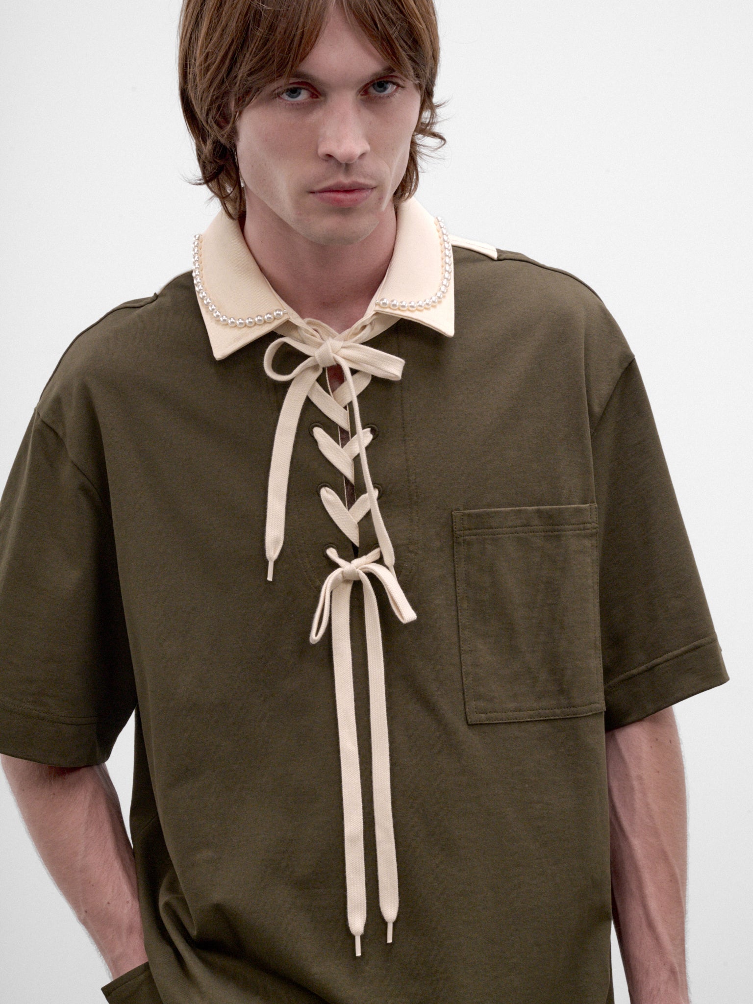Khaki Cotton Rugby Polo (5472B-0562-KHAKI-ECRU-WHITE-PE)