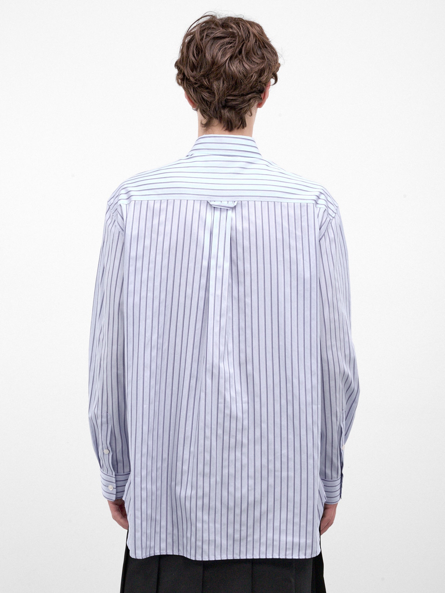Blue Striped Poplin Lace-Up Shirt (5480-1351-PALE-BLUE)