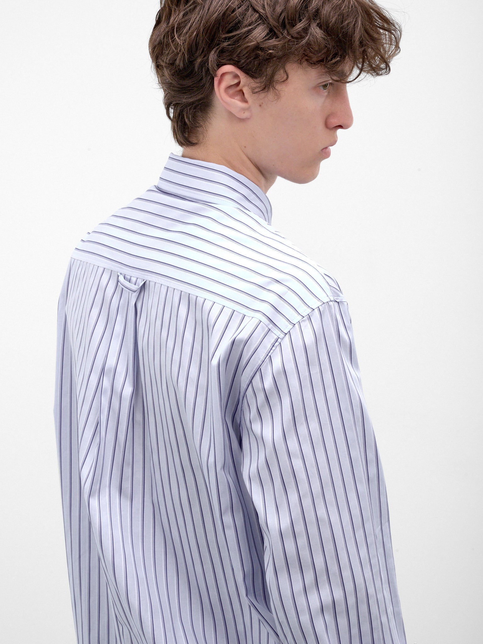 Blue Striped Poplin Lace-Up Shirt (5480-1351-PALE-BLUE)
