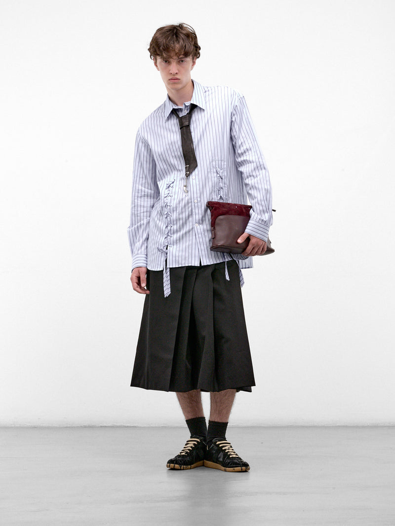 Blue Striped Poplin Lace-Up Shirt (5480-1351-PALE-BLUE)