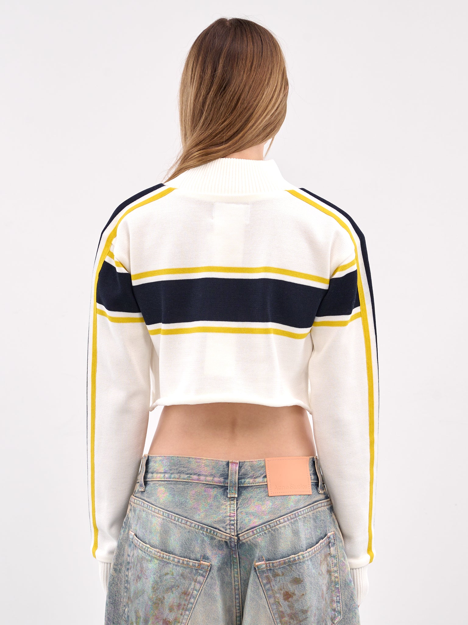 White Cropped Cheer Sweater Top (55KN185-WHITE)