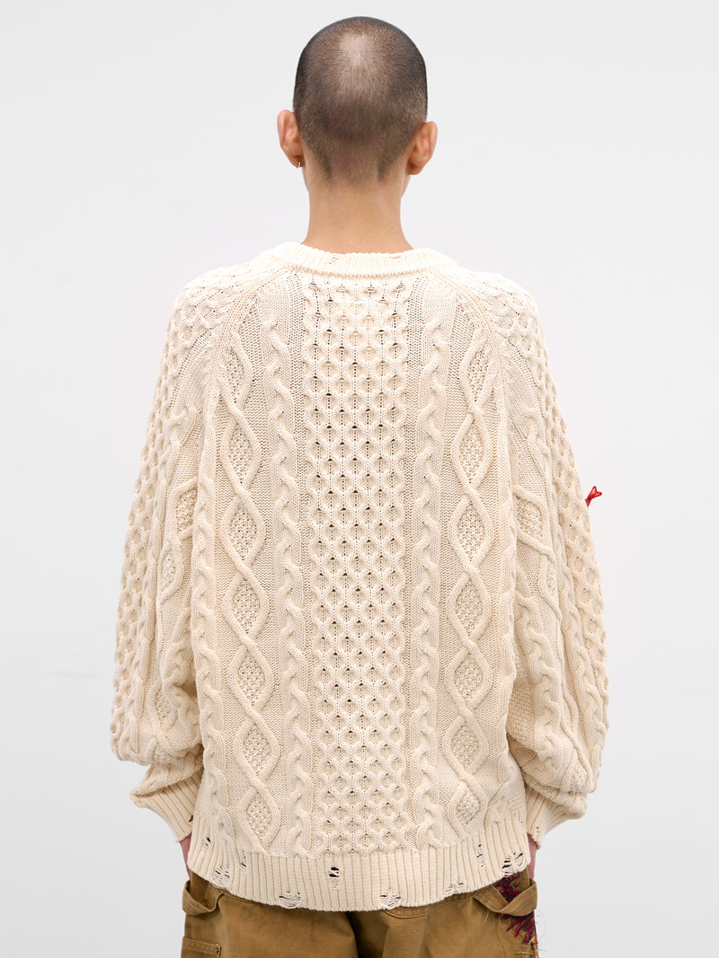 DOUBLET Fish Appliqué Cable-Knit Sweater | H.Lorenzo - back