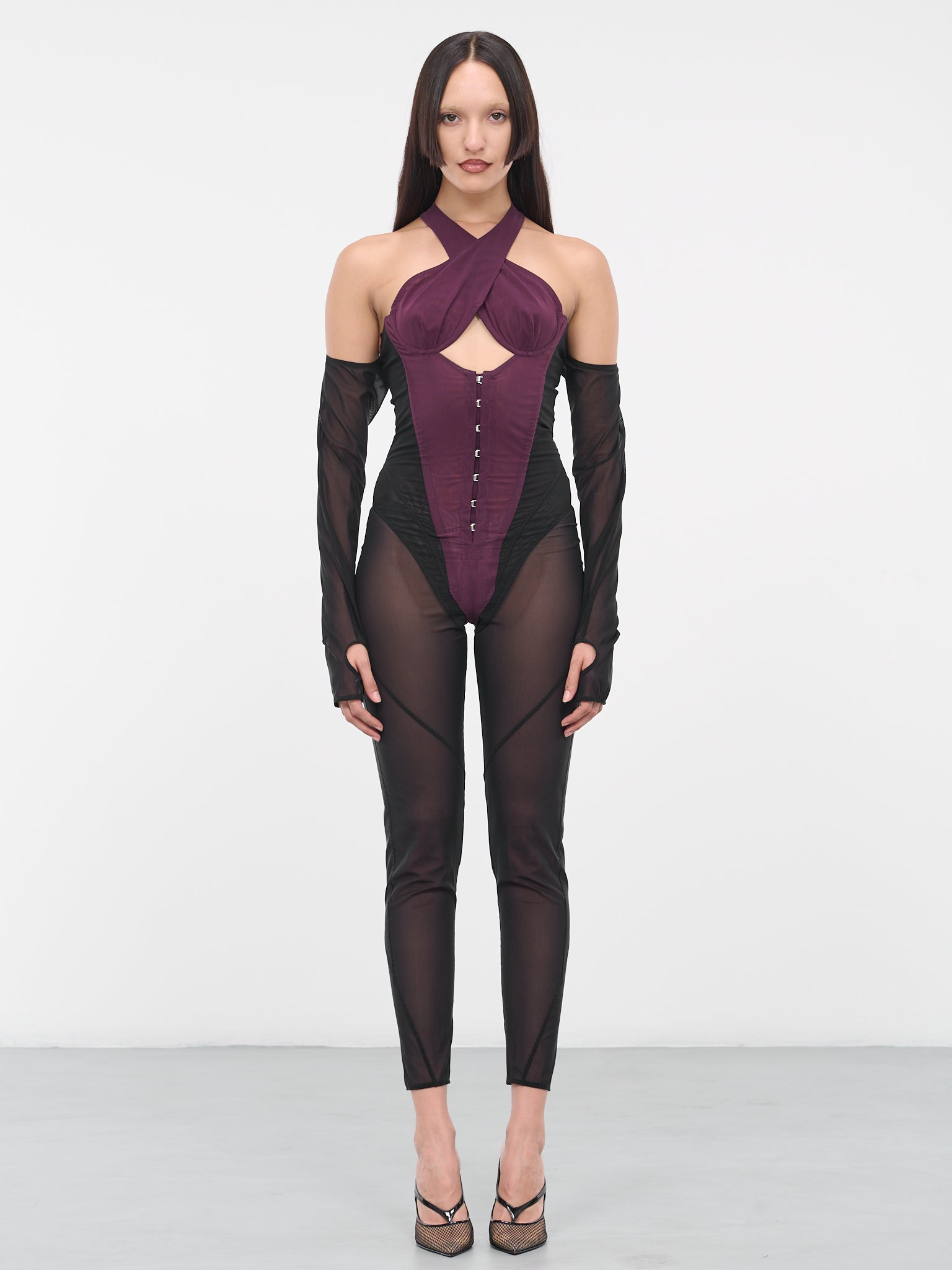 Mesh Bustier Jumpsuit (57010A-VXE037A-501-DARK-PURPLE)