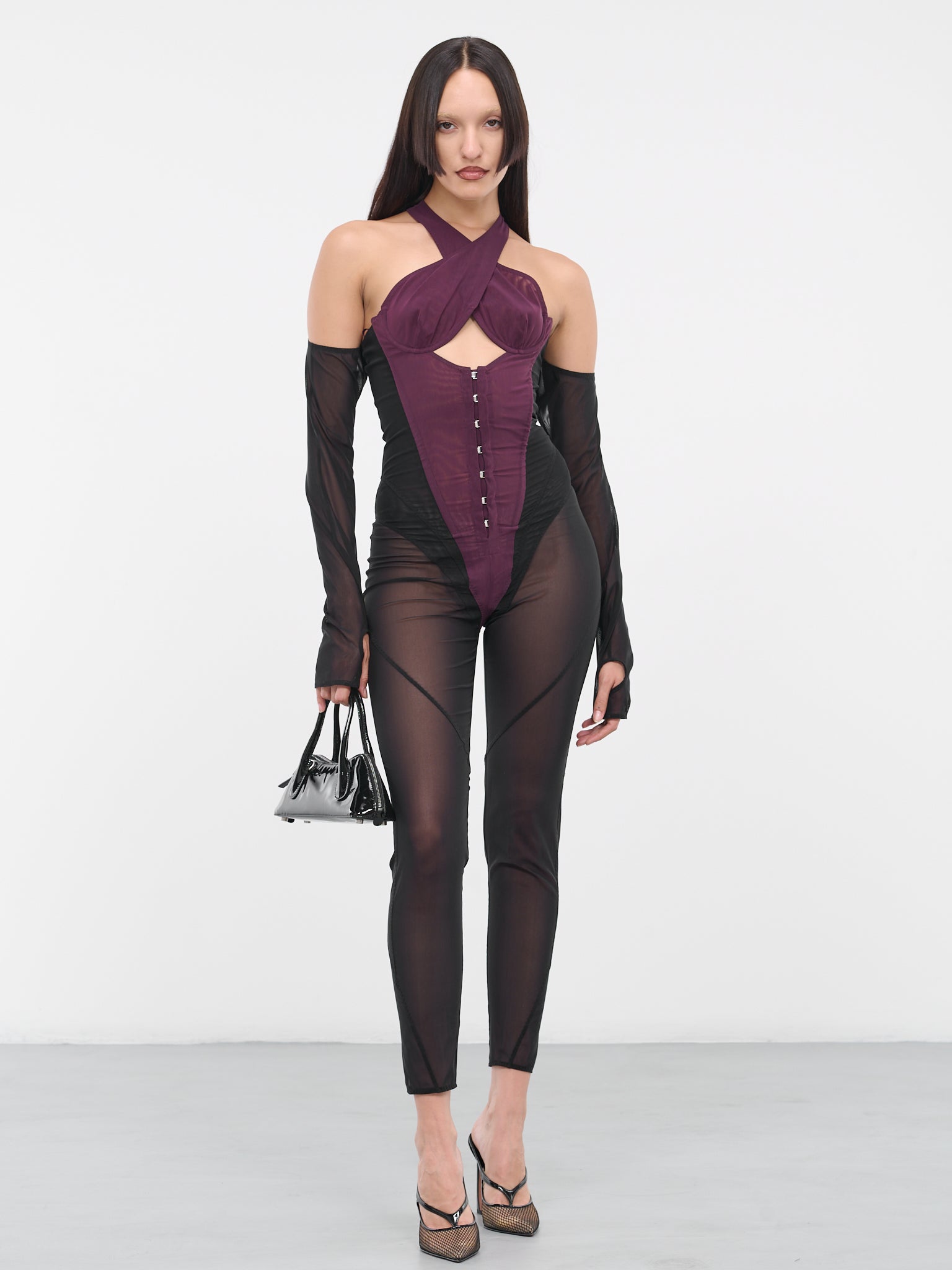Mesh Bustier Jumpsuit (57010A-VXE037A-501-DARK-PURPLE)
