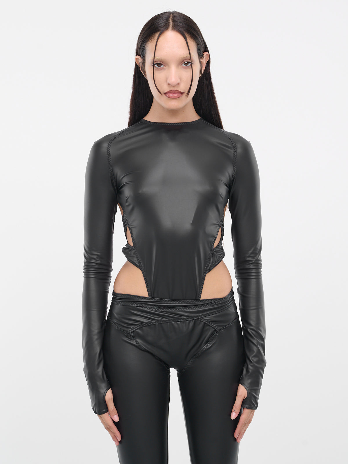 Faux-Leather Bodysuit (59013A-VXE032-001-BLACK)