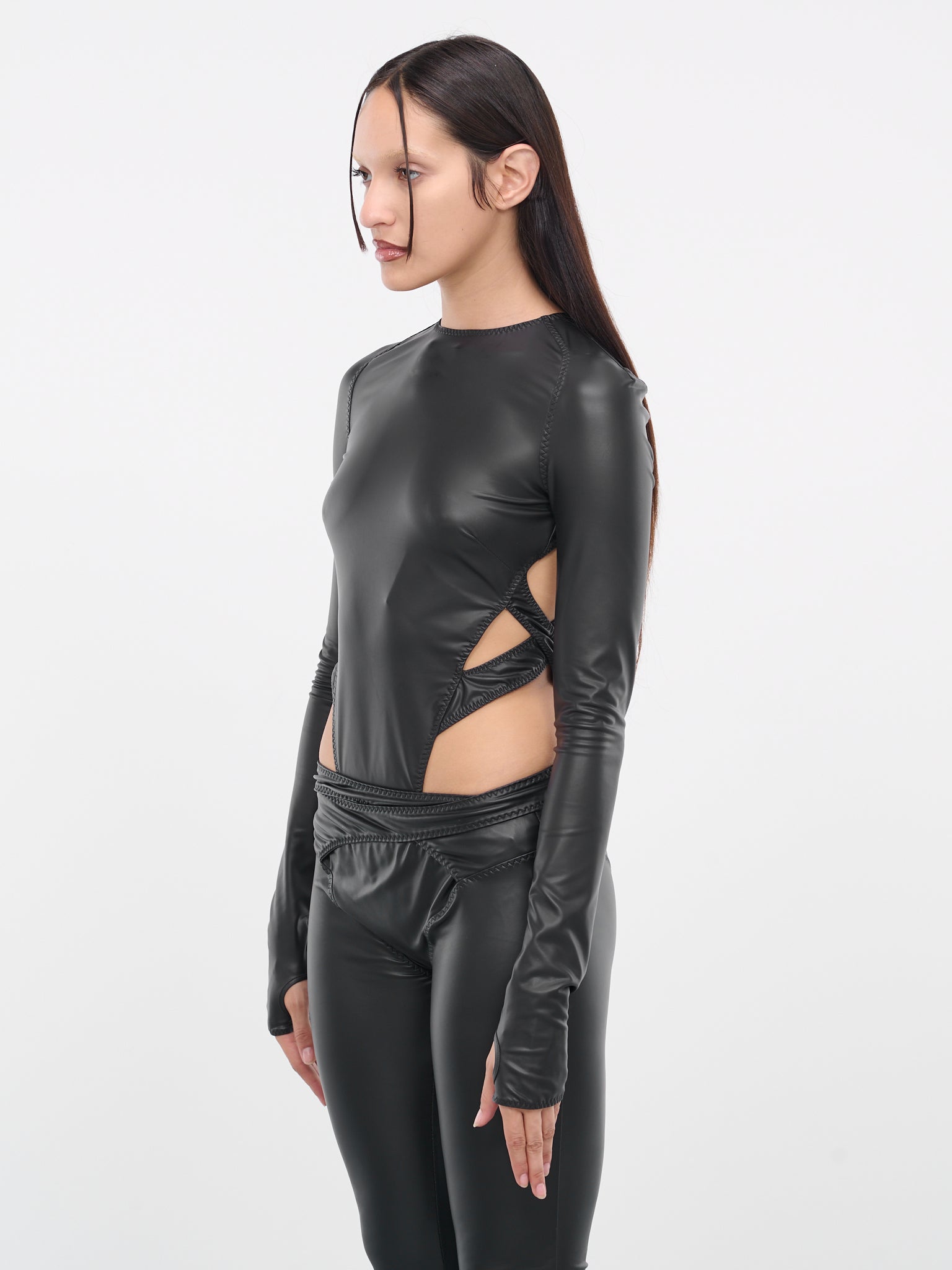 Faux-Leather Bodysuit (59013A-VXE032-001-BLACK)