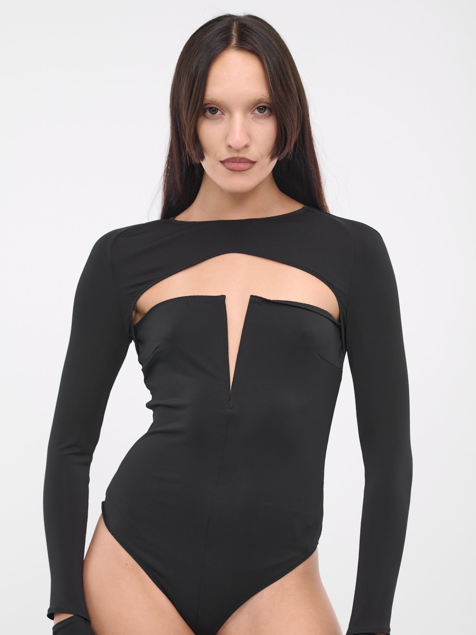 Slit Gloved Bodysuit (59020A-VXE016-001-BLACK)