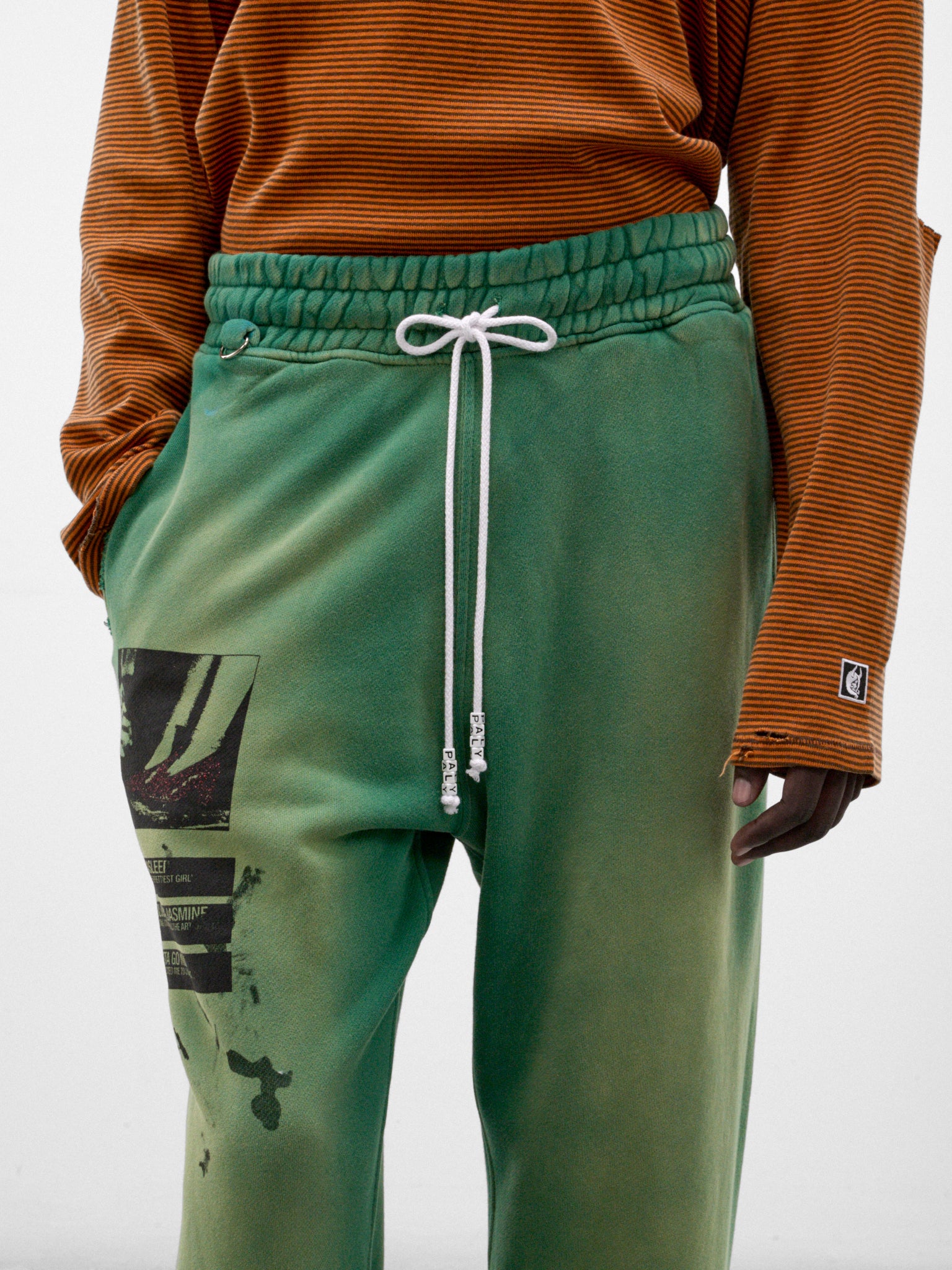 Washed Green Cotton Maintenance Sweatpants (5M001Q3018GRN-GREEN)