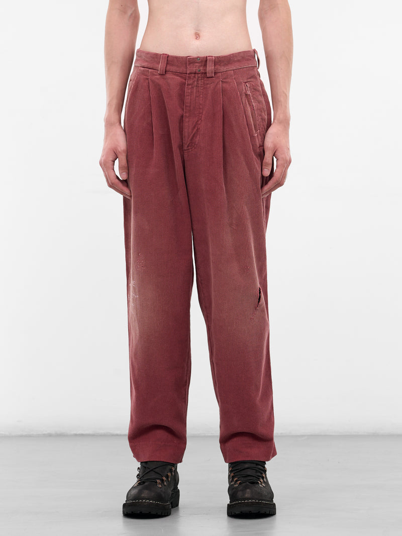 Burgundy Corduroy Pleated Pants (5U001Q3009-BURGUNDY)