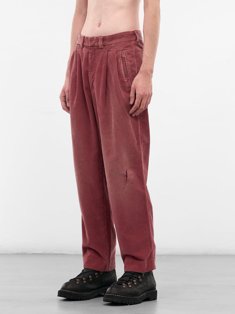 Burgundy Corduroy Pleated Pants (5U001Q3009-BURGUNDY)