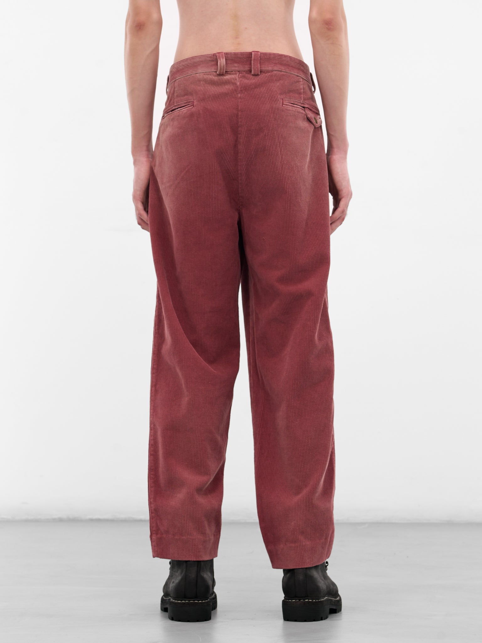 Burgundy Corduroy Pleated Pants (5U001Q3009-BURGUNDY)