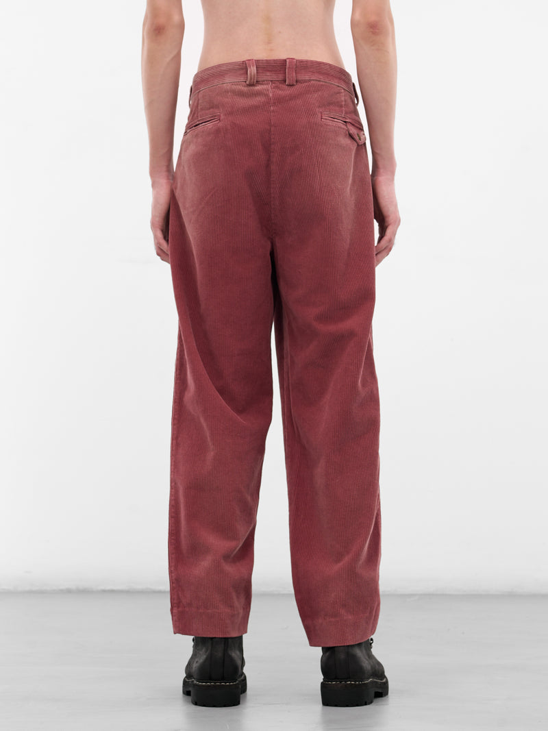 Burgundy Corduroy Pleated Pants (5U001Q3009-BURGUNDY)