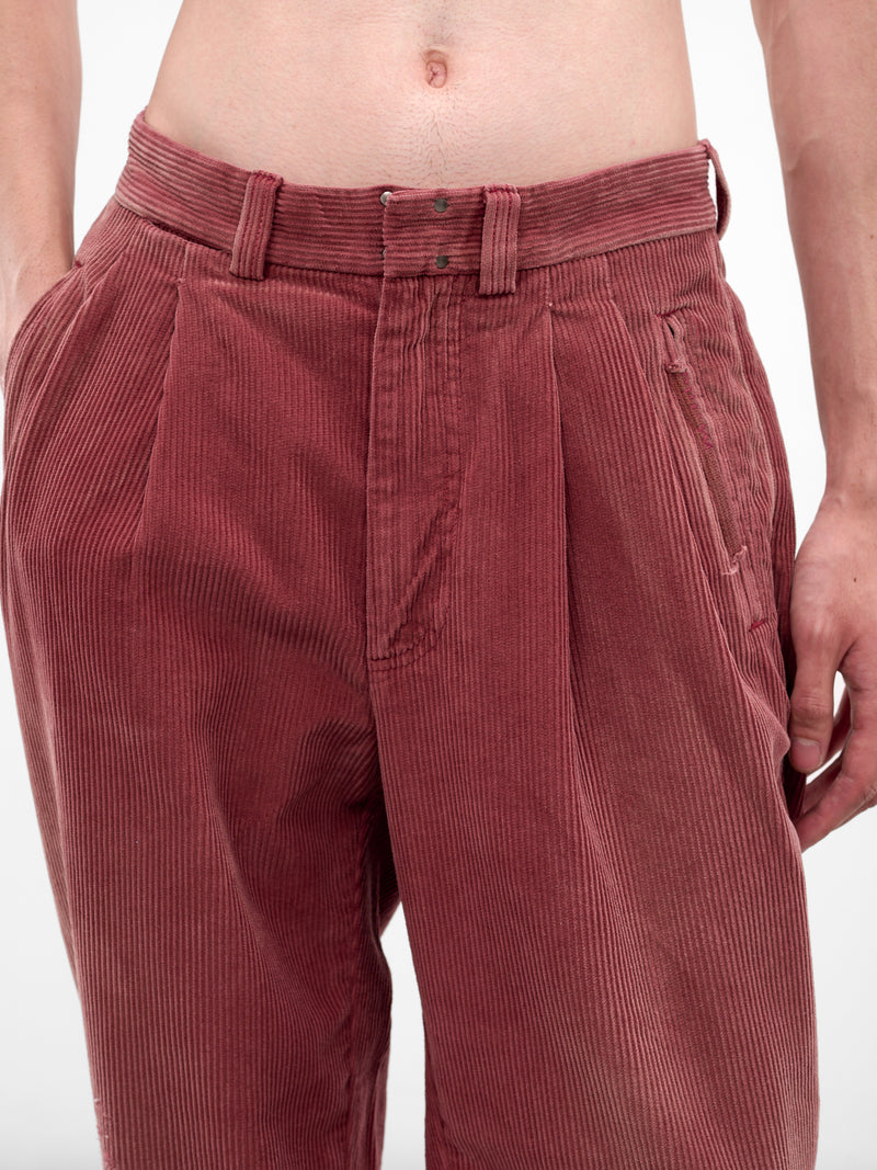 Burgundy Corduroy Pleated Pants (5U001Q3009-BURGUNDY)