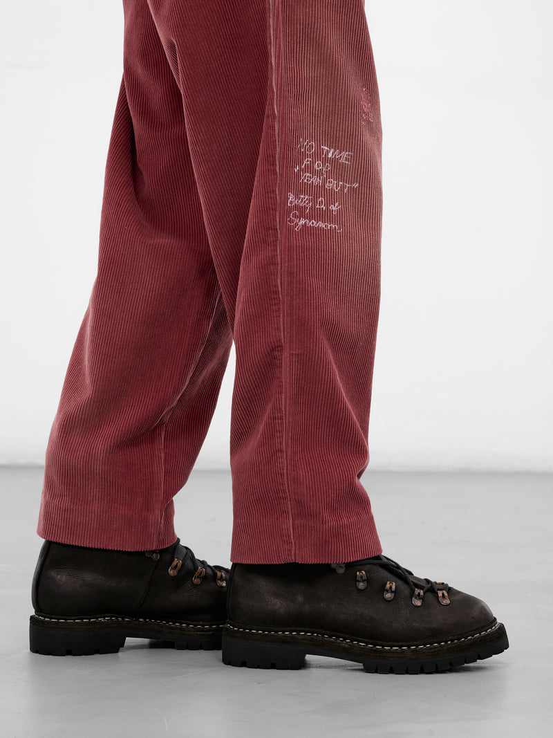 Burgundy Corduroy Pleated Pants (5U001Q3009-BURGUNDY)