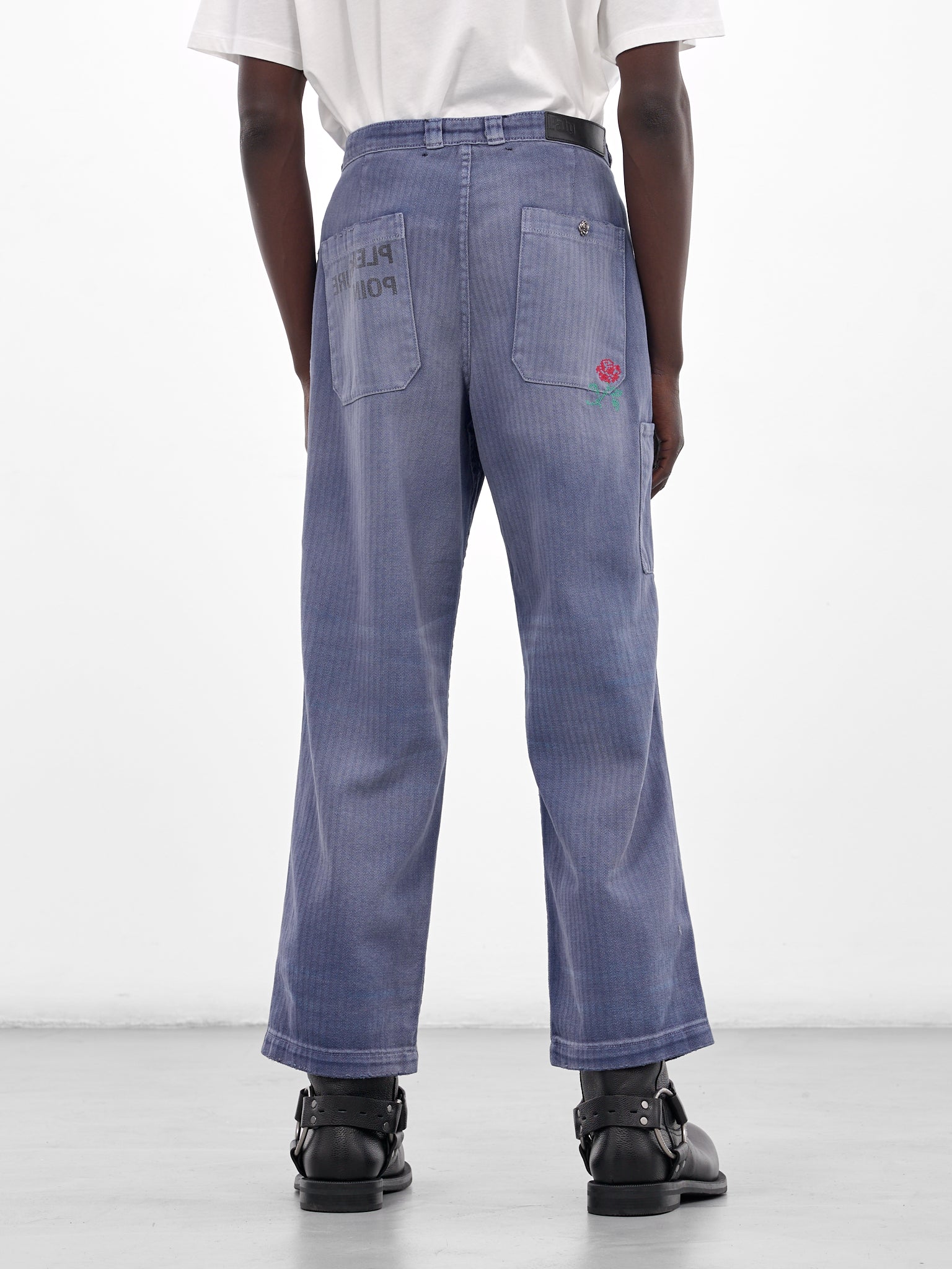 Holy City Herringbone Distressed Pants (5U002Q3009-BLUE)