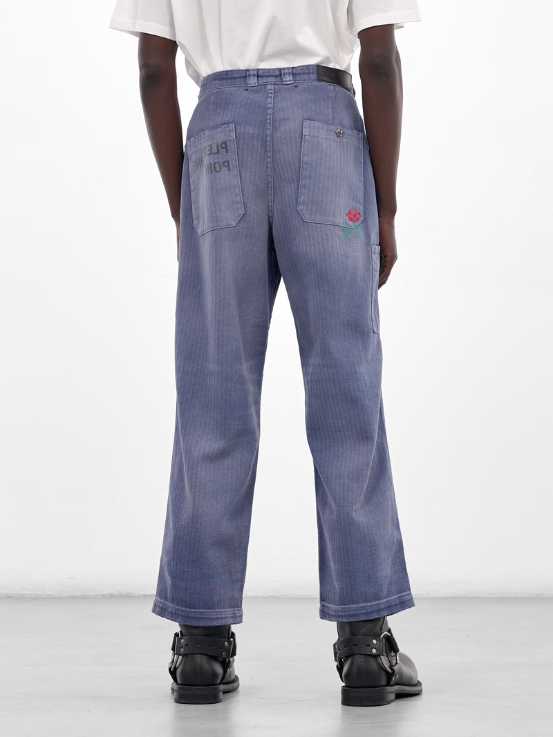 Holy City Herringbone Distressed Pants (5U002Q3009-BLUE)