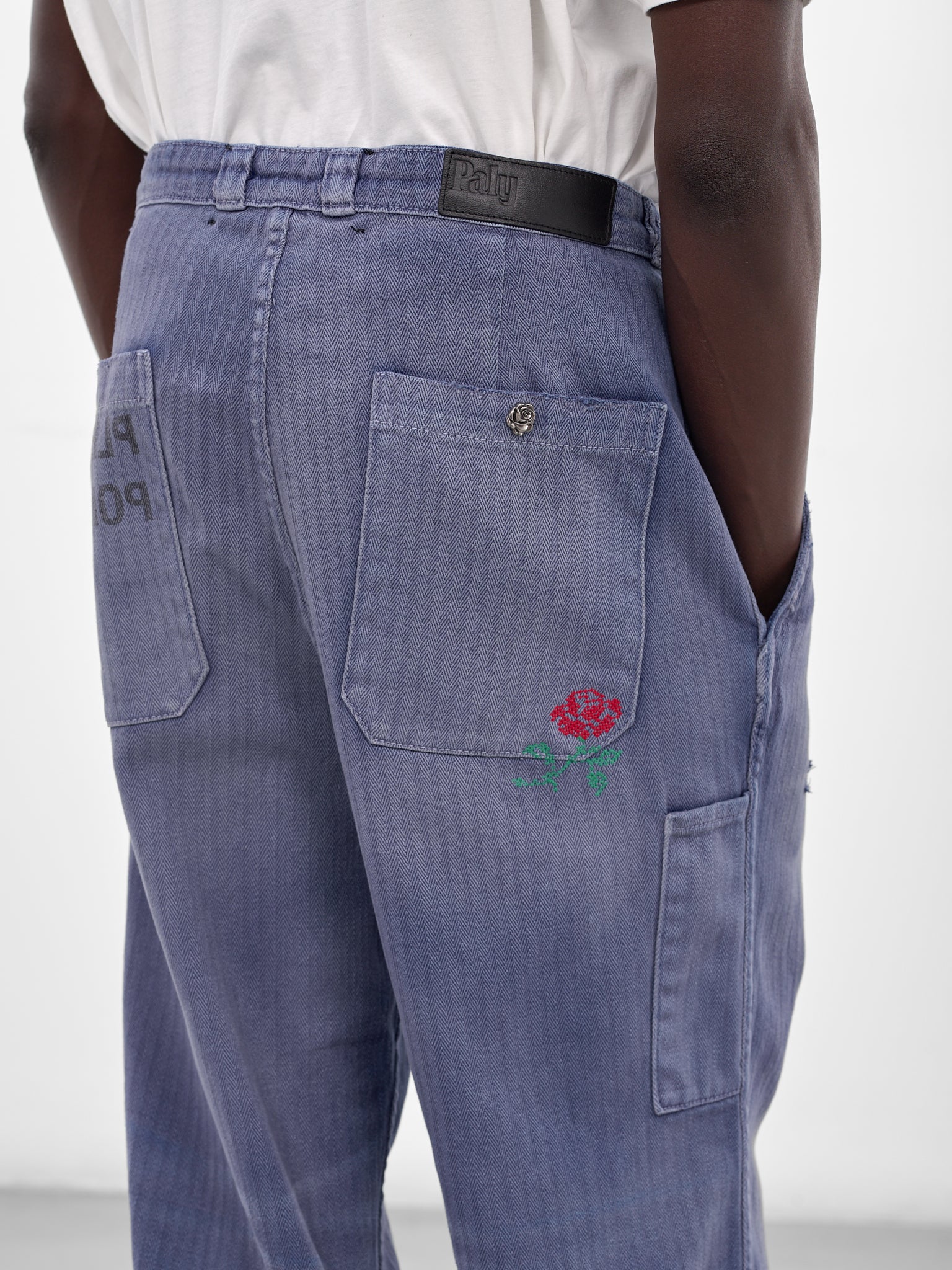 Holy City Herringbone Distressed Pants (5U002Q3009-BLUE)