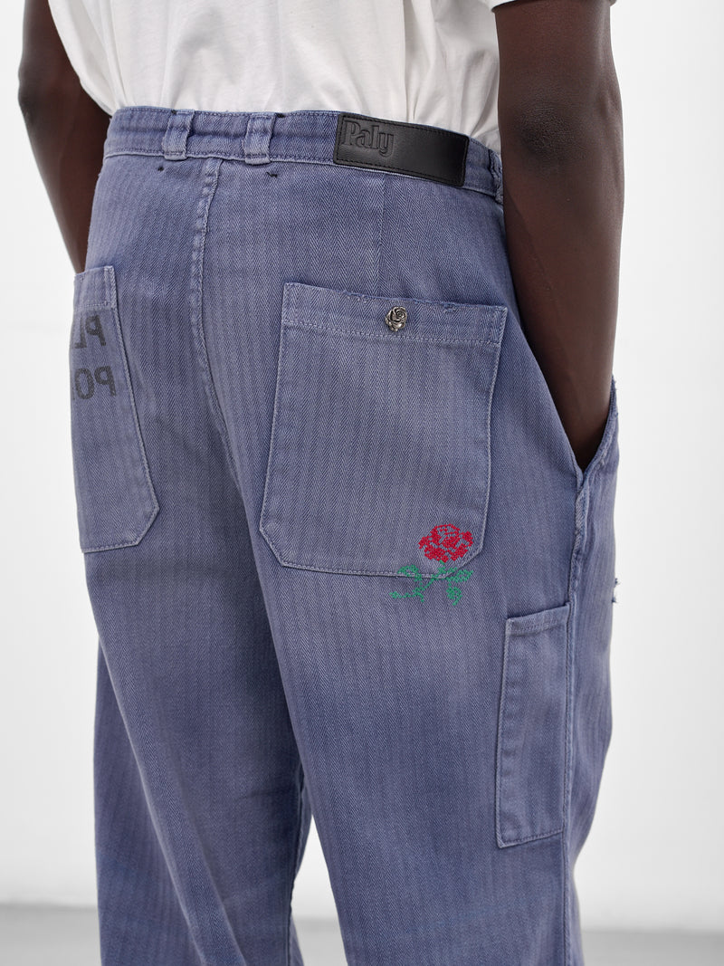 Holy City Herringbone Distressed Pants (5U002Q3009-BLUE)