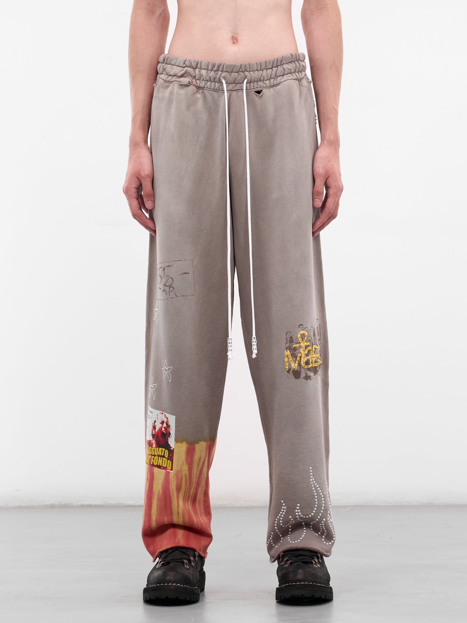 Brown Cotton Graphic Mass Sweatpants (5U005Q3009-BROWN)