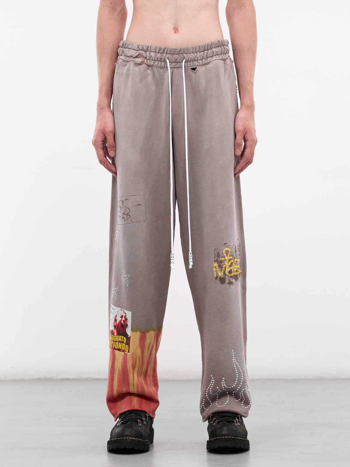 Brown Cotton Graphic Mass Sweatpants (5U005Q3009-BROWN)