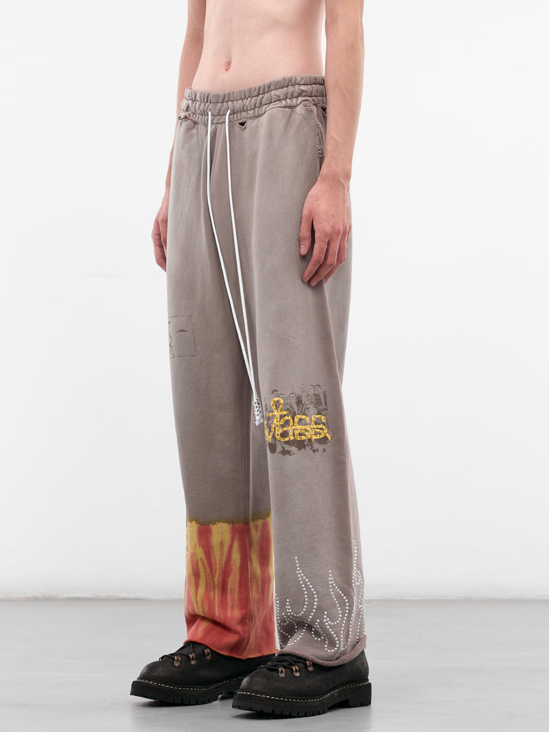 Brown Cotton Graphic Mass Sweatpants (5U005Q3009-BROWN)