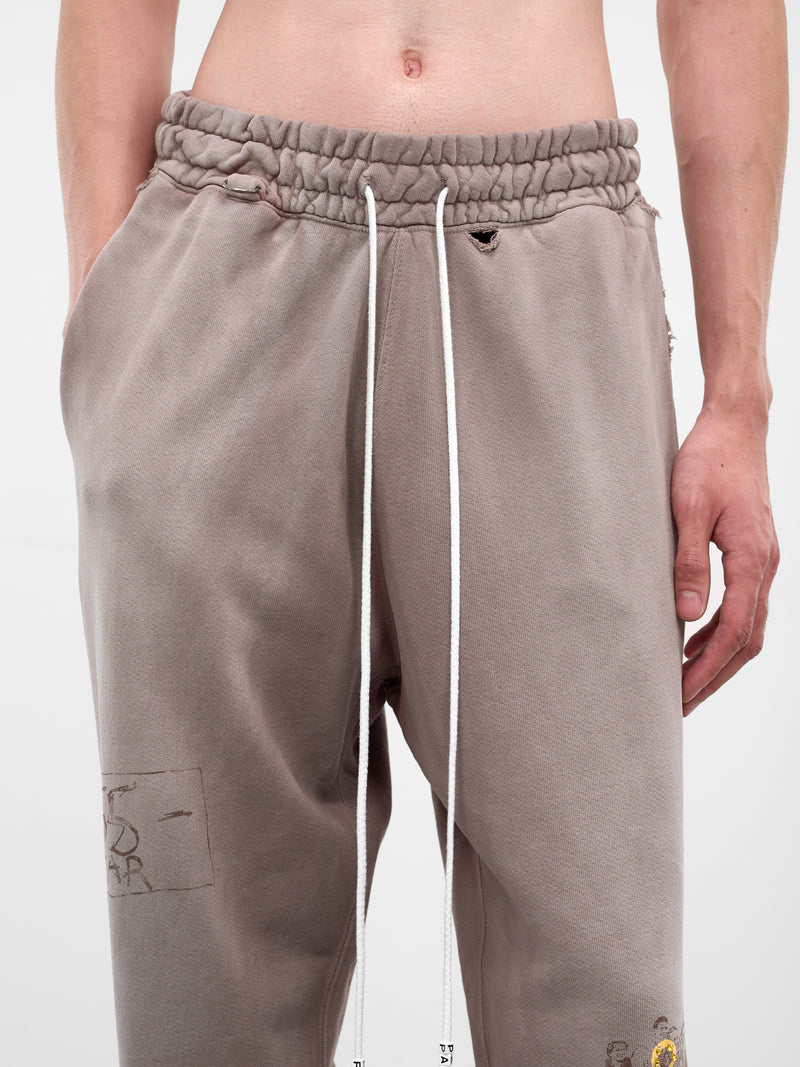 Brown Cotton Graphic Mass Sweatpants (5U005Q3009-BROWN)