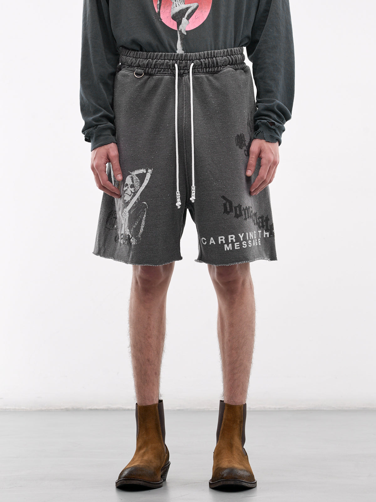 Carry The Message Sweat Shorts (5U019Q1010BLK-VINTAGE-BLACK)