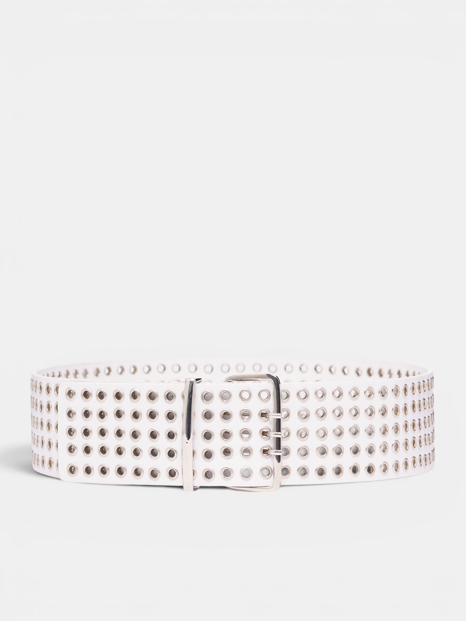 White Eyelet Leather Belt (60-EYELET-BELT-WHITE)