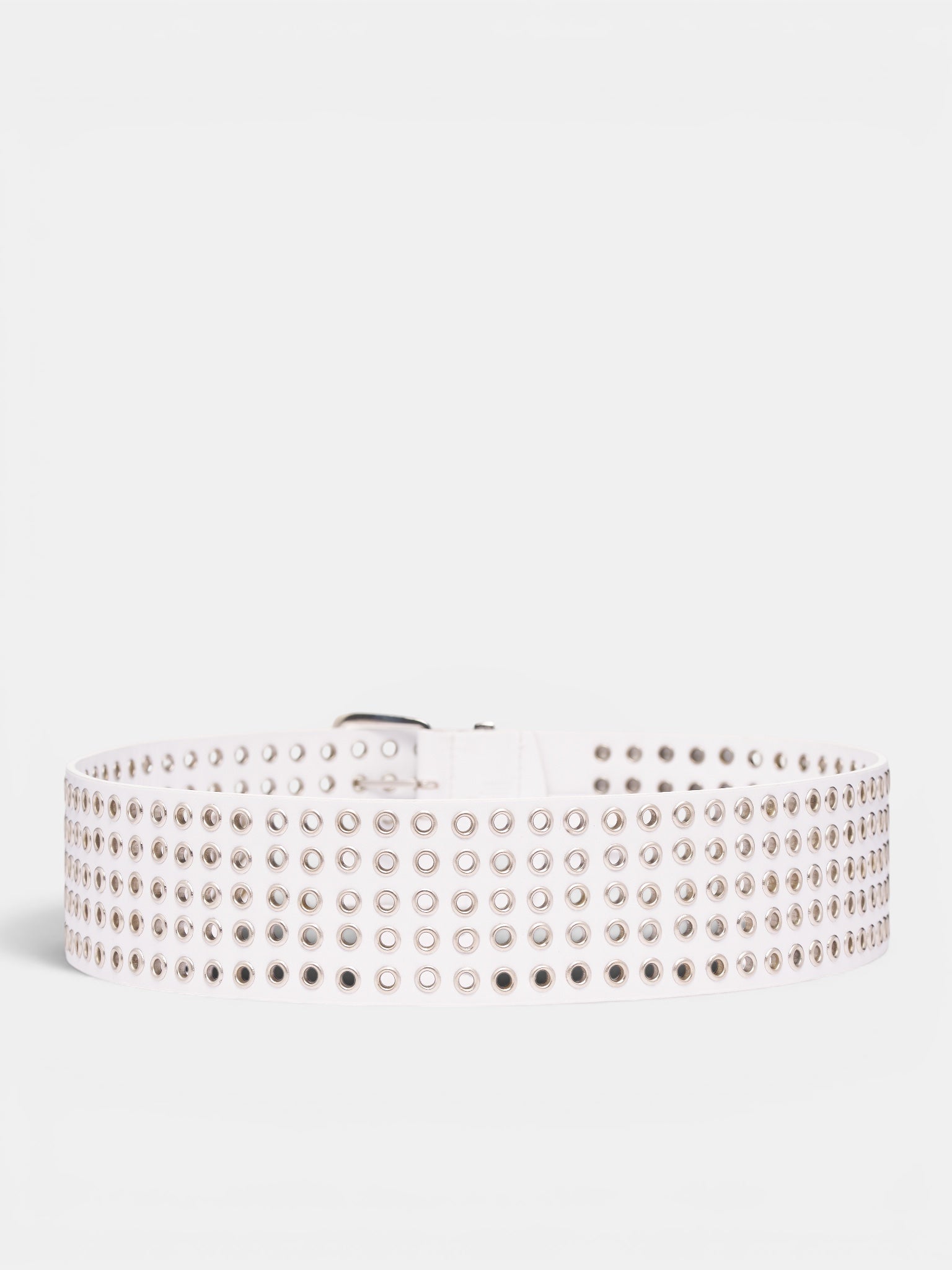 White Eyelet Leather Belt (60-EYELET-BELT-WHITE)