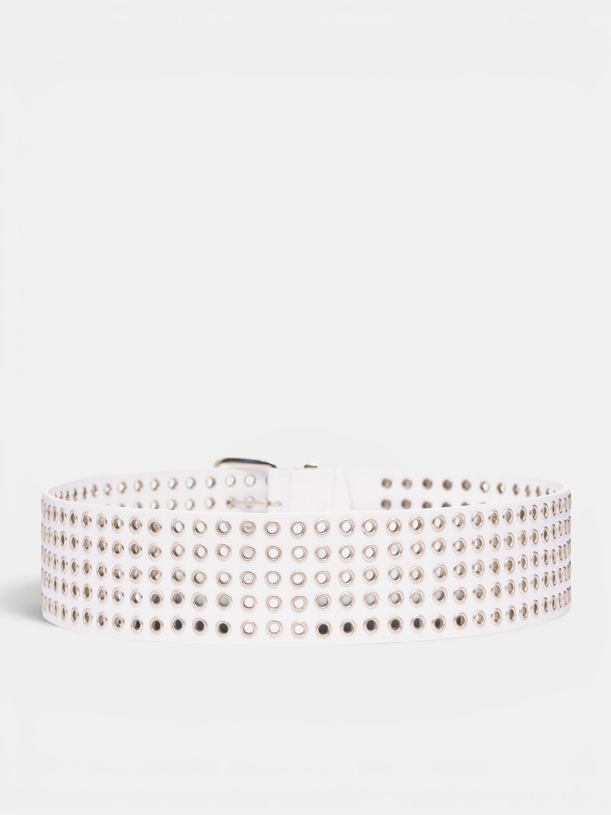 White Eyelet Leather Belt (60-EYELET-BELT-WHITE)