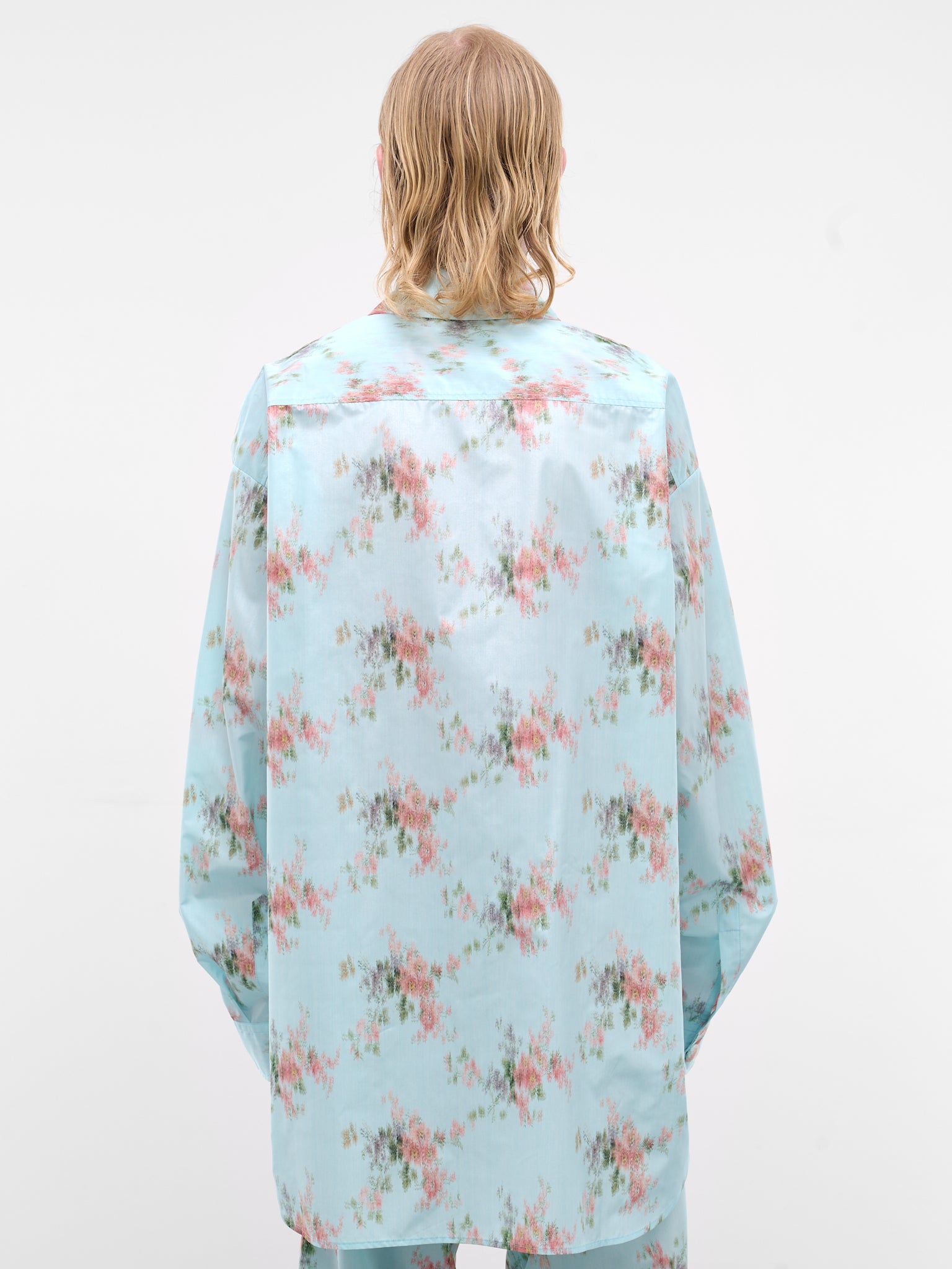 Blurry Floral Graphic Maxi Shirt (6005-CC16-LIGHT-BLUE)