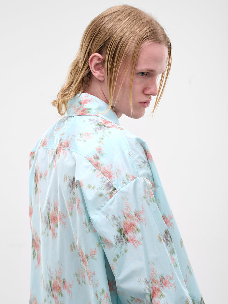 Blurry Floral Graphic Maxi Shirt (6005-CC16-LIGHT-BLUE)