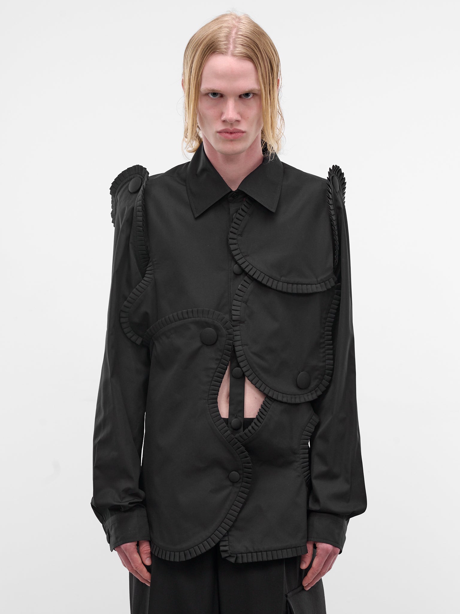 Arp Art Patchwork Ruffle Shirt (6009A-BLACK)