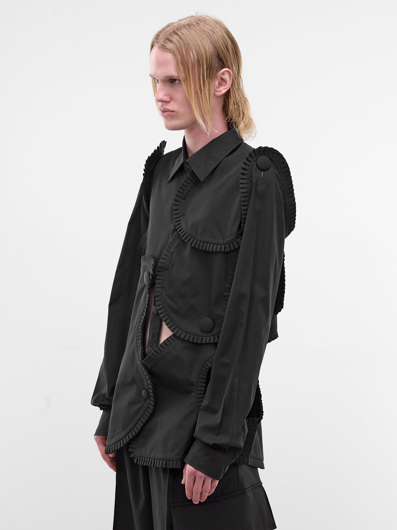 Arp Art Patchwork Ruffle Shirt (6009A-BLACK)