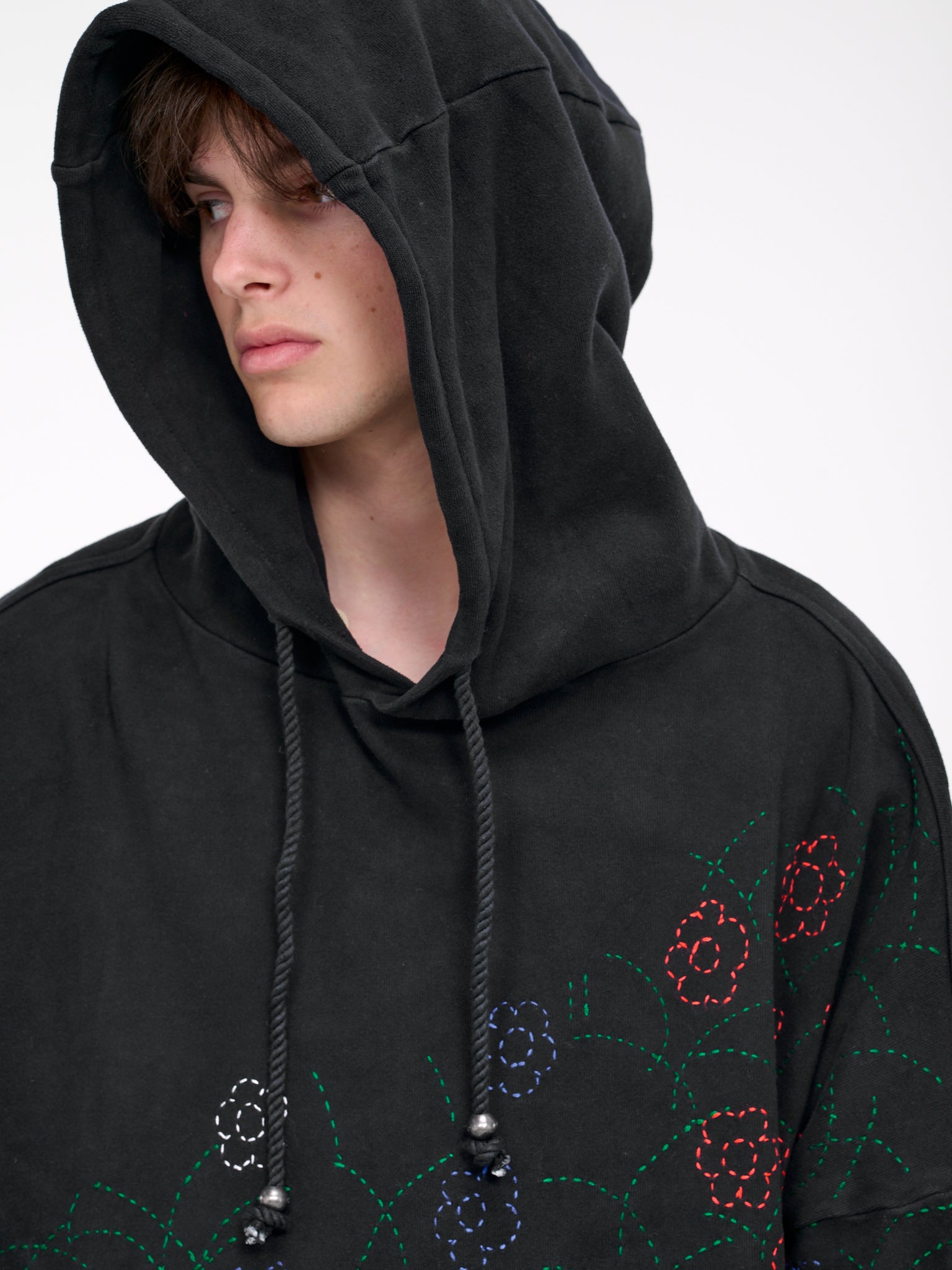 Floral embroidered hoodie mens online