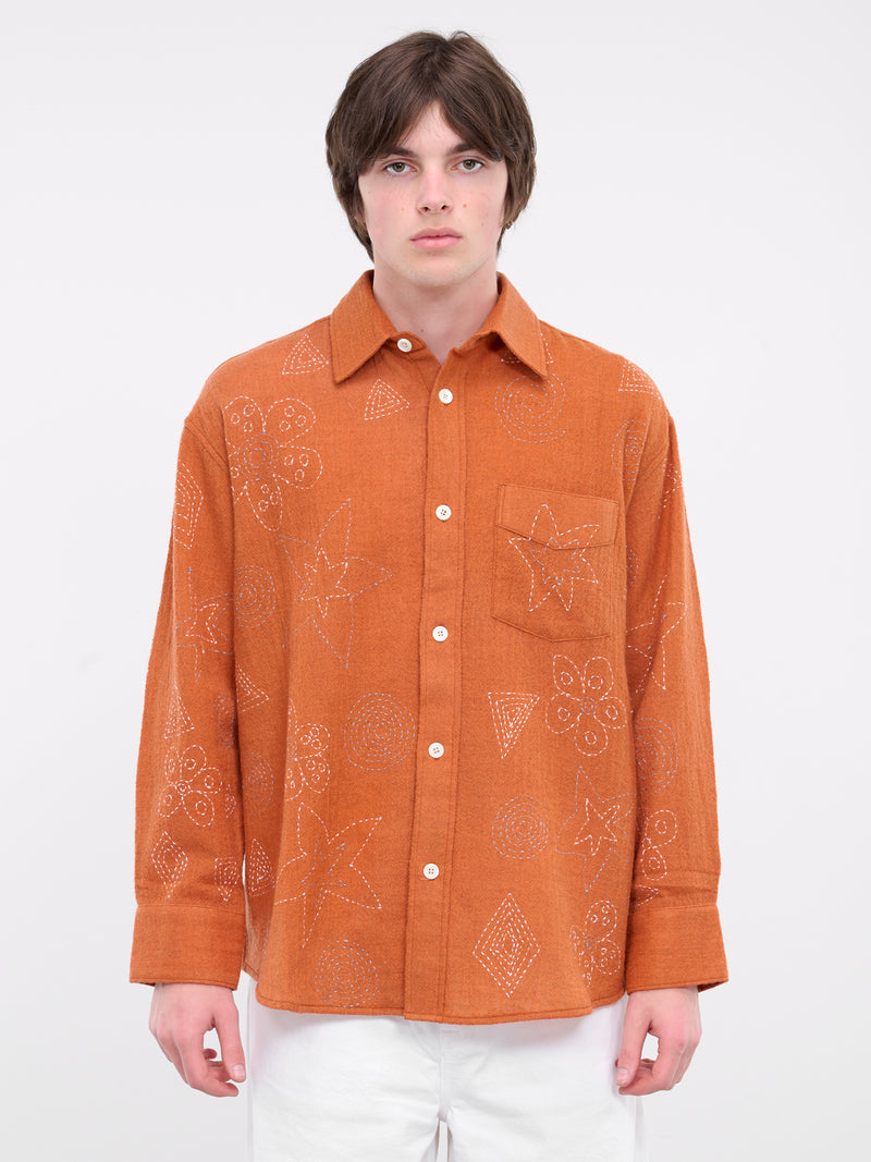 Embroidered Shirt (601241706-3-ORANGE)