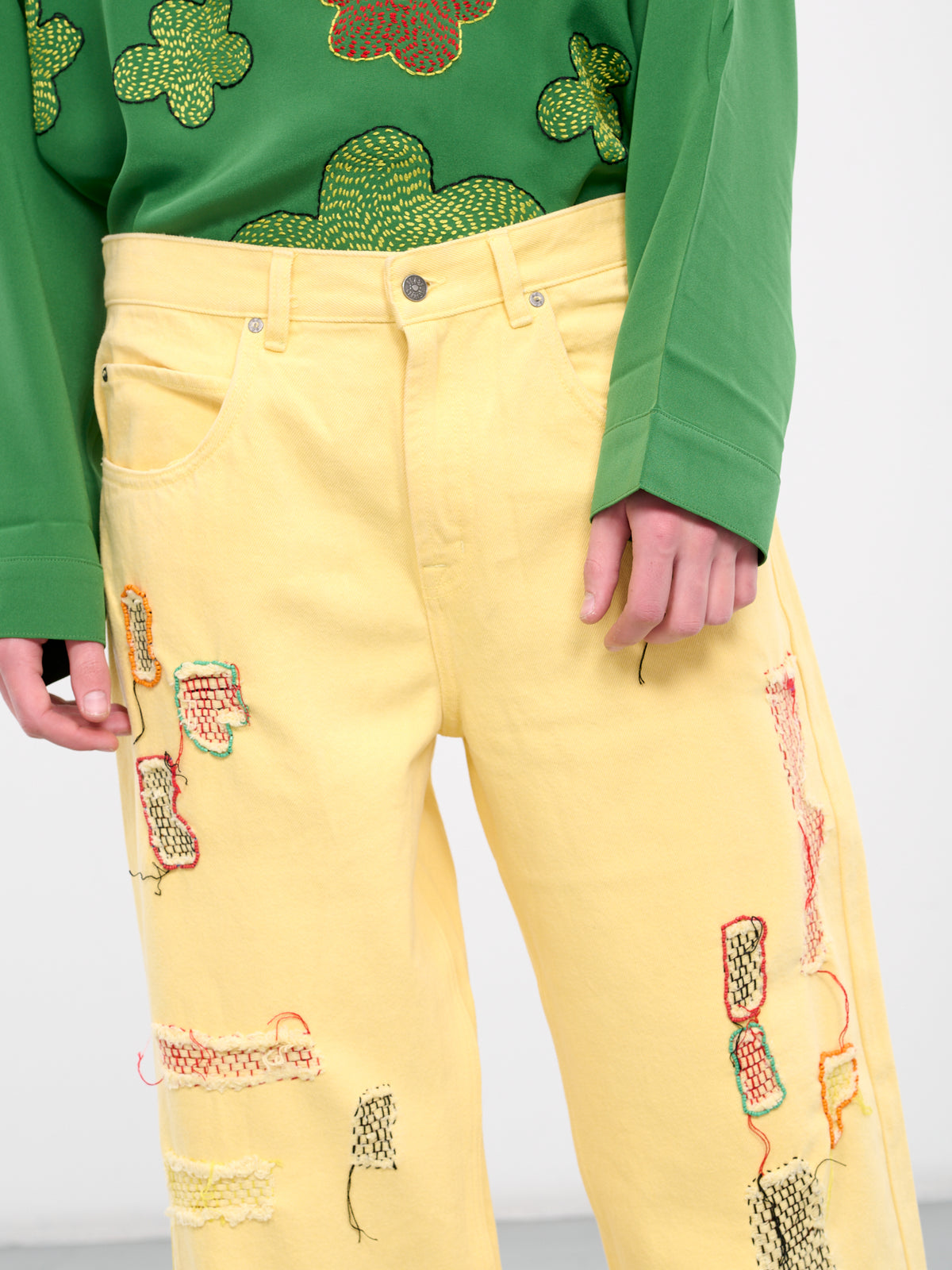 Embroidered Jeans (601241902-2-YELLOW)