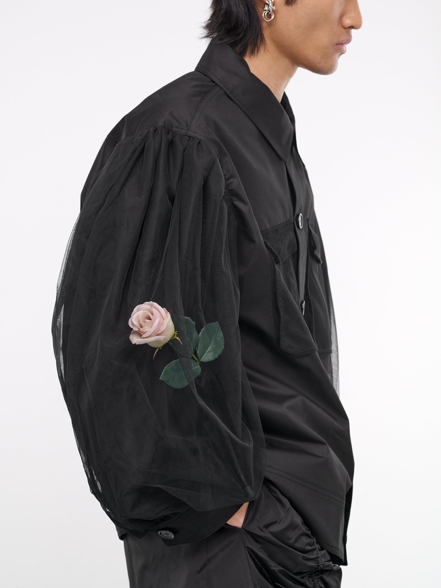Flower Tulle Overlay Jacket (6089F-1041-BLACK)