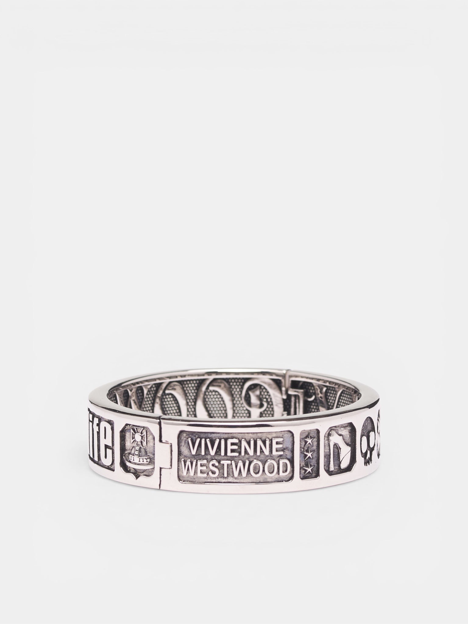 Antique Silver Brass Victorine Bangle (6101003I-02P017-ANTIQUE-PLATIN)