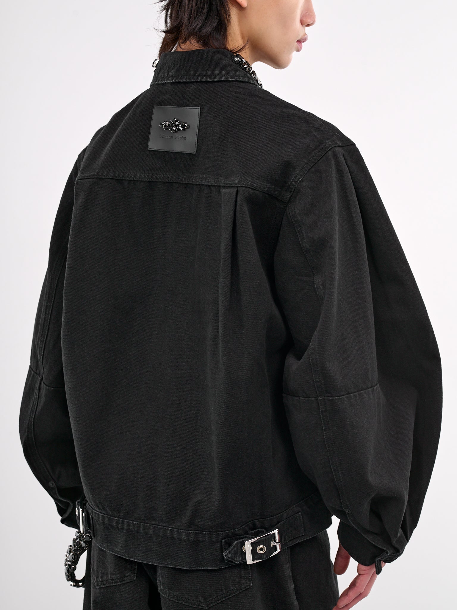 Rhinestone Oversized Denim Jacket (6116B-1239-BLACK-JET)