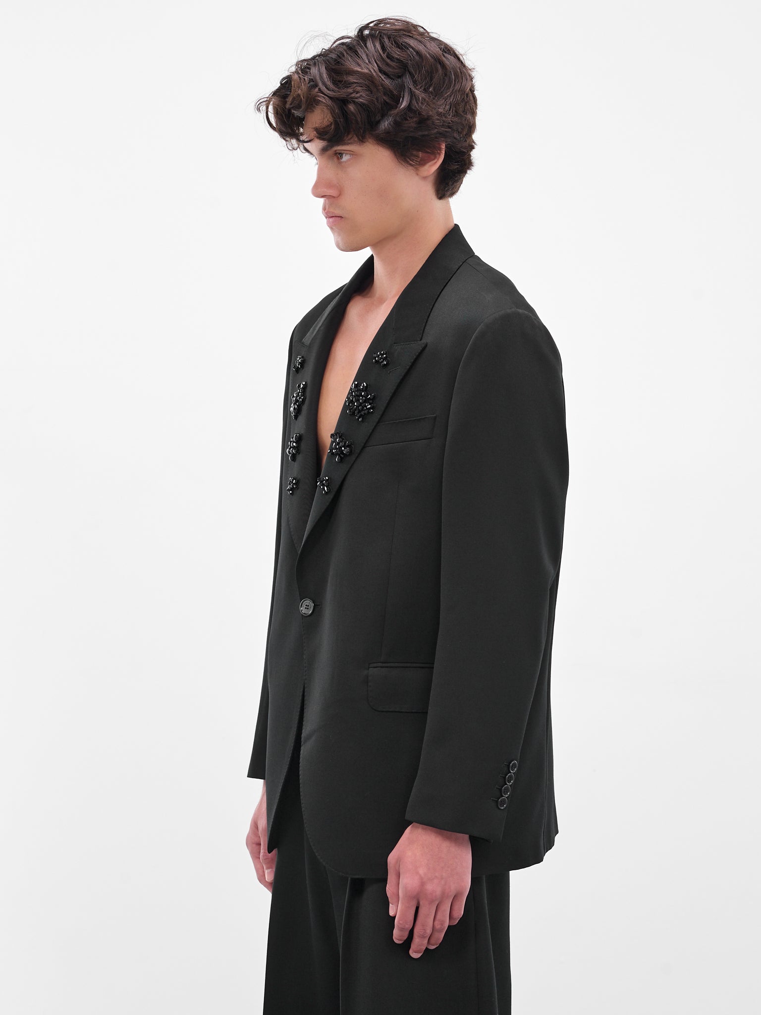 Black Relaxed Wide Peak Jacket (6119DTB-1217-BLACK-JET)
