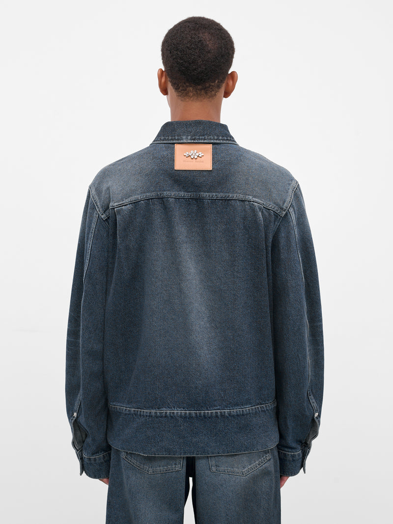 Blue Embroidered Belted Denim Jacket (6129B-1231D-BLUE-PEARL)