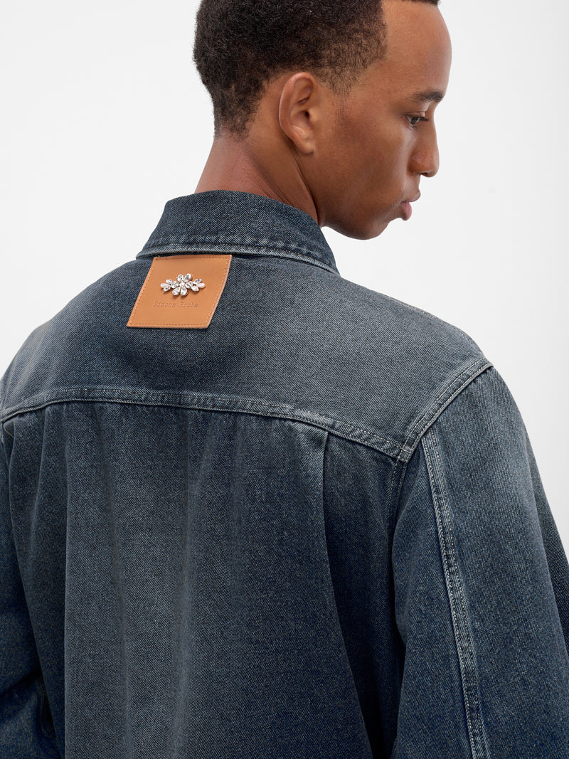 Blue Embroidered Belted Denim Jacket (6129B-1231D-BLUE-PEARL)