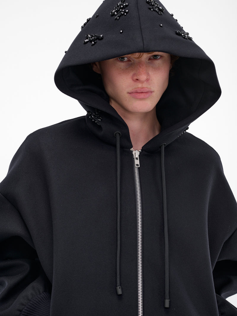 Navy Bonded Wool Zip Hoodie (6145B-1265-NAVY-JET)