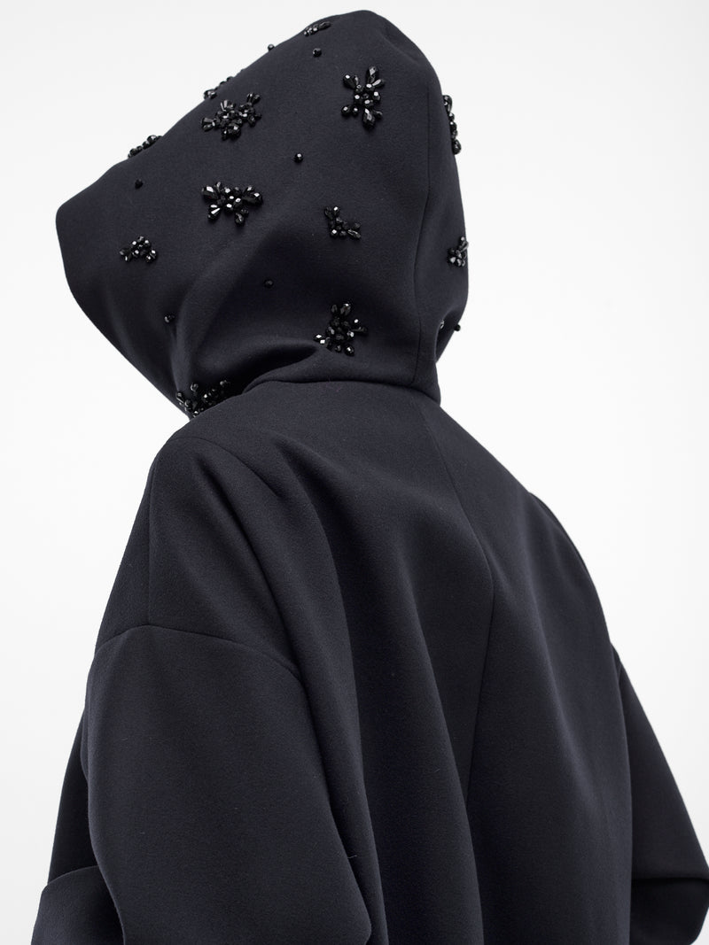 Navy Bonded Wool Zip Hoodie (6145B-1265-NAVY-JET)