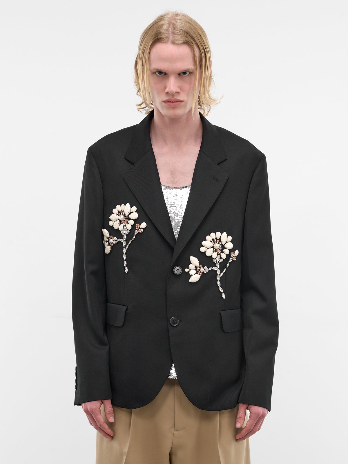 Black Crystal Wool Tailored Blazer (6158DTB-1217-BLACK-OPAQUE-CLEA)