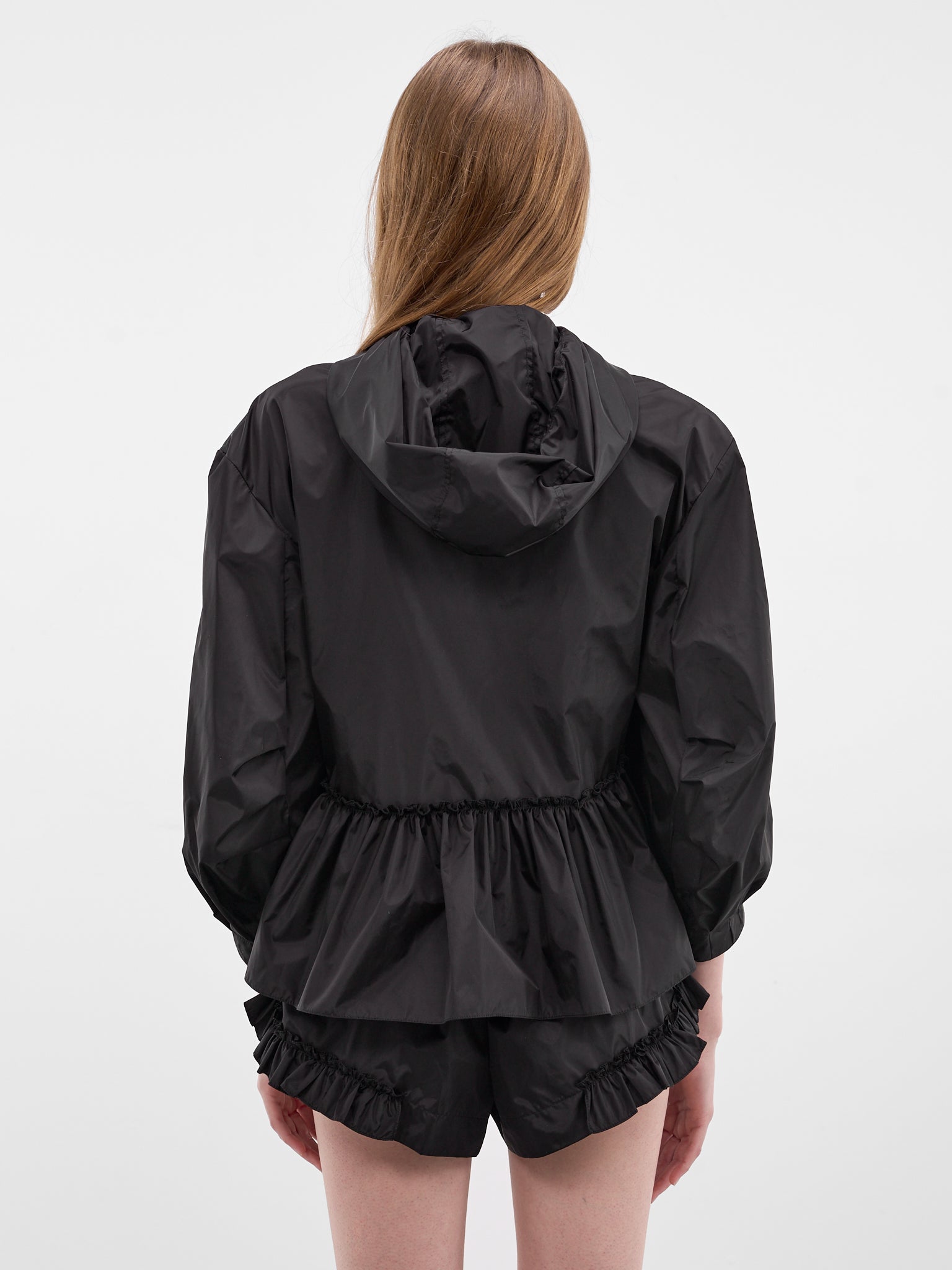 Black Nylon Peplum Hem Jacket (6162-1067-BLACK-BLACK)