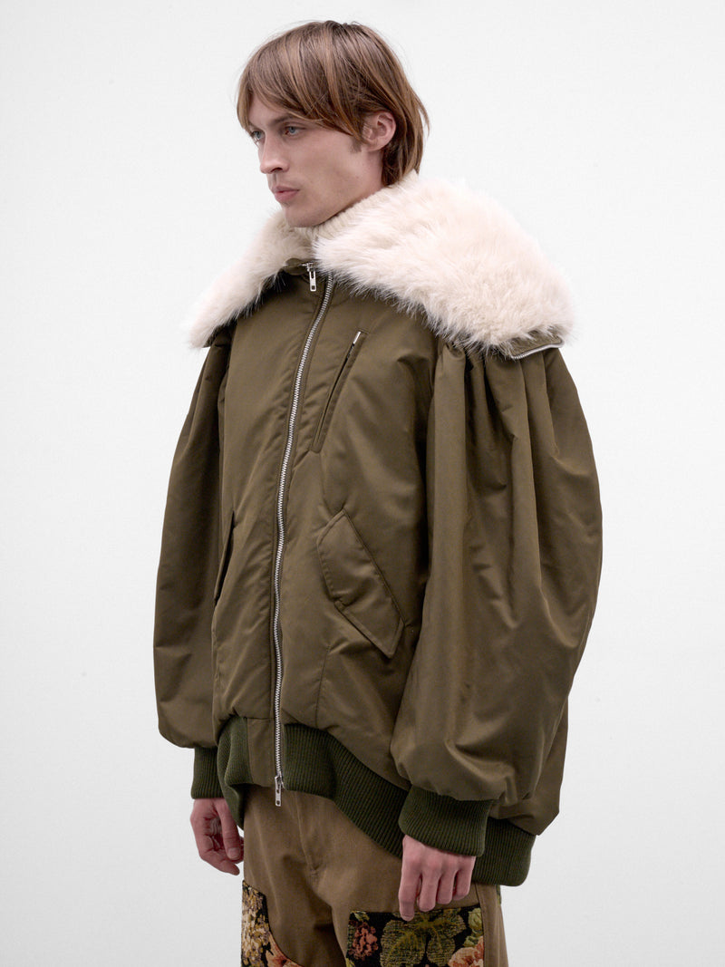 Khaki Nylon Oversized Bomber Jacket (6171F-M-1335-KHAKI-BLONDE)