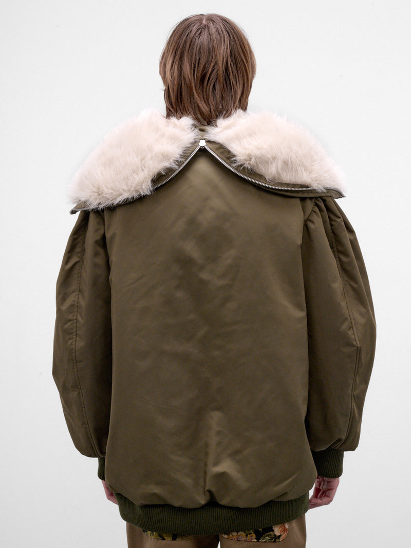 Khaki Nylon Oversized Bomber Jacket (6171F-M-1335-KHAKI-BLONDE)